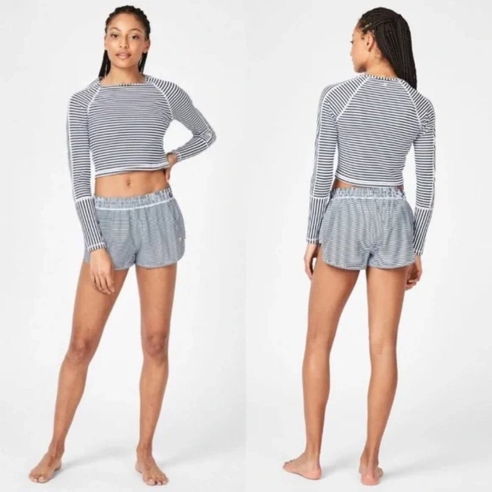 Sweaty Betty Retro Rash Guard Crop Top + Surfs Up Board Shorts (Bundle!)